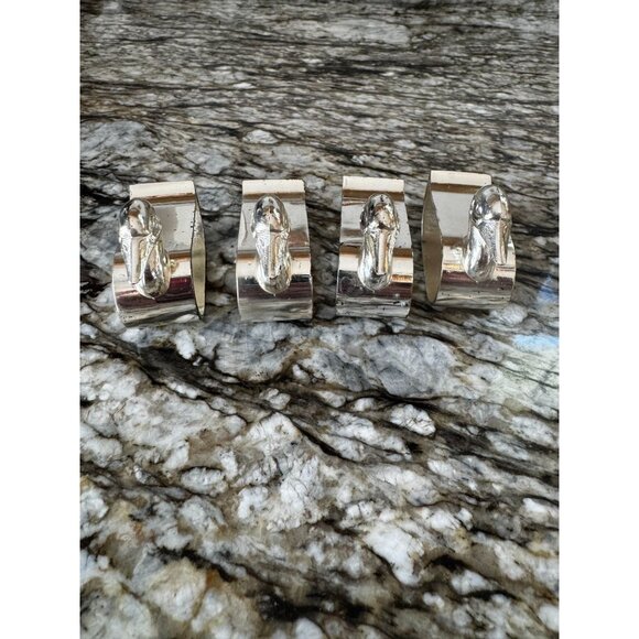 F.B. Rogers Silver Co Set of 4 Duck Silver-plated Napkin Rings Vintage Japan - Picture 5 of 6